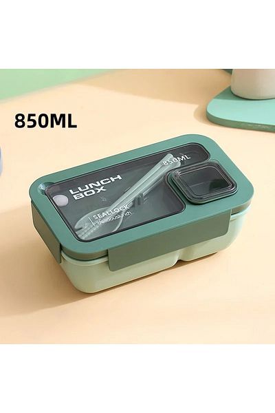 Choice Green-850ML 850ml/1100ml Portable Lunch Box Microwave Bento Boxes with Tableware for Kids School Off