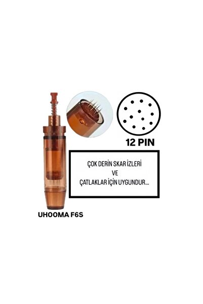 1 Adet ( Uhooma F6S - 12 PIN ) Değiştirilebilir Kartuş Dermapen Ucu ( İğne )