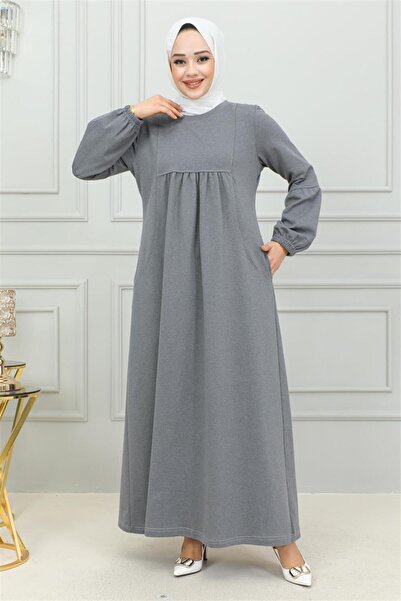 Mec Fashion Αθλητικό φόρεμα με μανίκια μπαλόνι ΓΚΡΙ