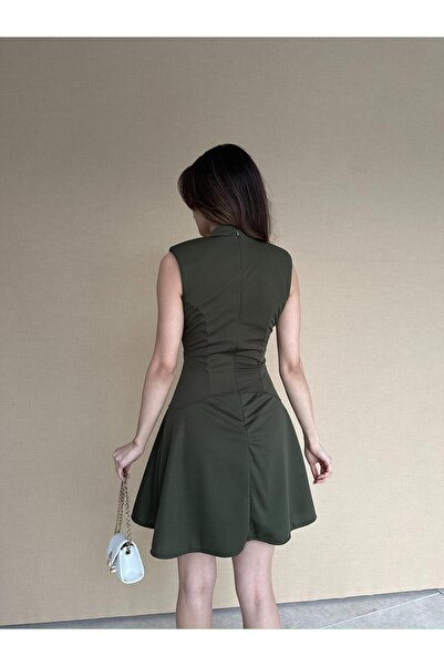Mooi Butik Venetia 3098 Model Mini Khaki Dress