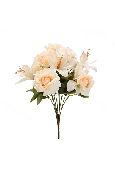 Dekorsende Yapay Gül Lilyum Ortanca Demeti Somon