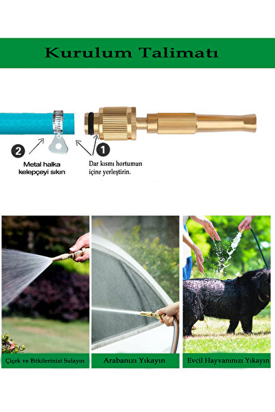 Betora Bahçe Hortum Başlığı Yüksek Basınçlı Püskürtmeli Portatif Hortum Ucu Aparatı Bahçe Araba Sulama