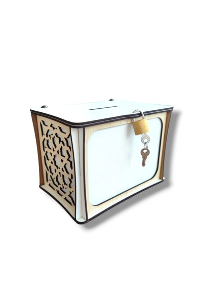 Demo Tasarım Piggy Bank - Parabox Wooden Type Box (White-Maple)