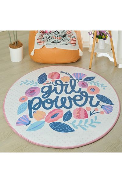 Home Box Ivy Meadows Ben Girl Power Printed Flannel Rug 120 cm