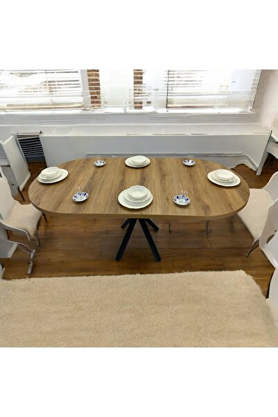 ADIM EBATLAMA Oval Yemek Masası 6 Kişilik 160 x 90 CEVİZ