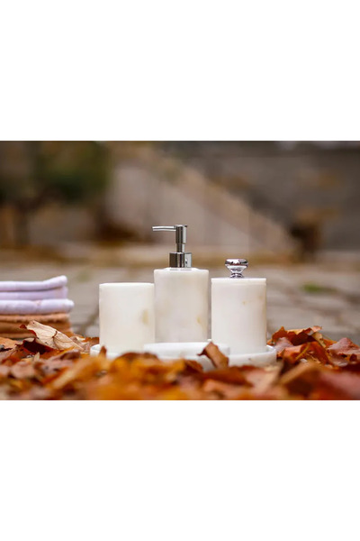 marbelix طقم حمام أوريليا ماربل 5 قطع: موزع الصابون السائل، حامل فرشاة الأسنا...