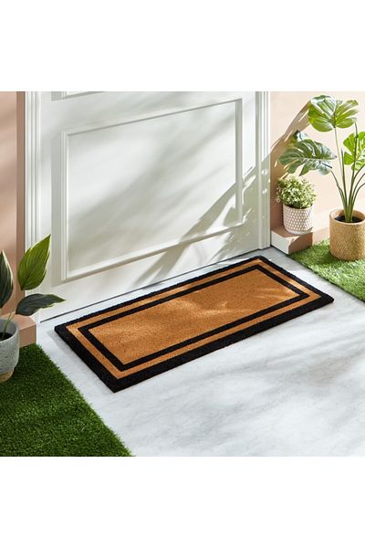 Home Box Frame Printed PVC Back Coir Doormat 45x100 cm