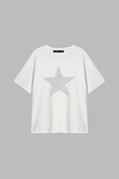 Sekizbiraltı Λευκό γυναικείο μπλουζάκι με στάμπα Star Stone