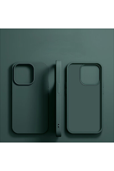 Choice جراب سيليكون سائل فاخر باللون الأخضر الداكن لهاتف iPhone 16 Pro لهاتف ...