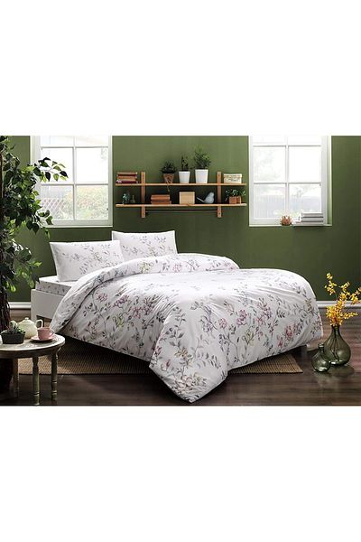STOREMAX Pink Single 100% Paumez Picture Set Happy Days Ranforce Julianne Flower Pattern