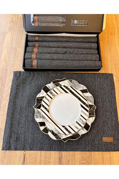 ROSSEV Placemat Gri Inchis 6 Piese