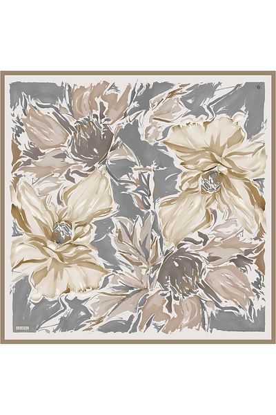 Armine Silk Scarf 2025 Summer - 9337-07 Gray Beige Twill