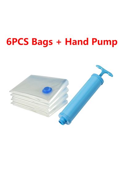 VAKIND 6pcs Bag Pump Seta 50x60cm 6pcs Vacuum Storage Bags With Valve Vacuum Seal Bag Space Saving Bags For