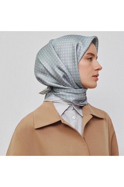 Armine Eșarfă de mătase 2025 Vara - 9345-82 Twill albastru metalic