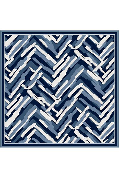 Armine Μεταξωτό φουλάρι 2025 Καλοκαίρι - 9303-86 Navy Blue Cream Twill
