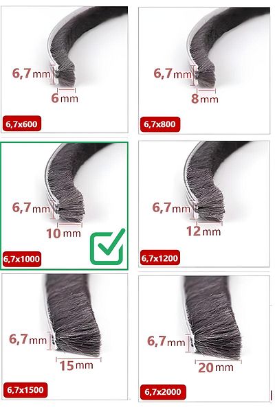 BABAWİCK Glass Balcony, Sliding Door Wick, Bristle Wick Base 6.7 Mm, Height 10 Mm, Length 10 Meters 67X1000