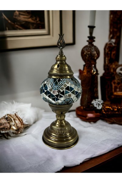 YILDIZ Desktop Decorative Handmade Mosaic Lamp - Blue Green
