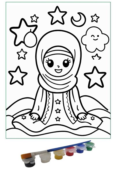 Minik Mucizeler Ramazan Ayı Temalı Ahşap Poster Boyama Seti