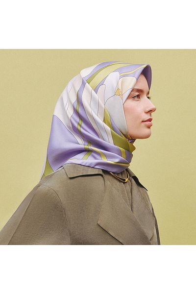 Armine Eșarfă cu model - Twill de mătase pură 9302-06