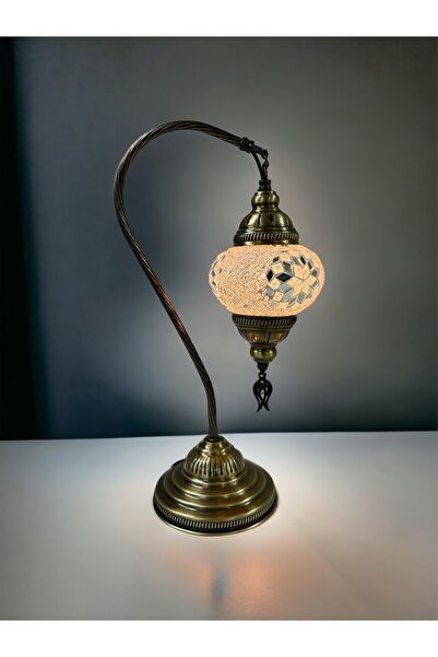 YILDIZ Masaüstü Otantik Deveboynu Mozaik Lamba - Beyaz