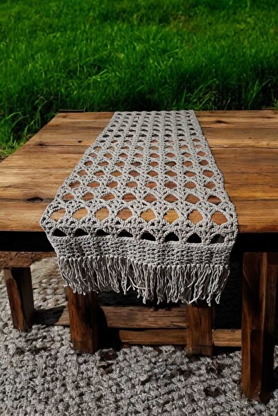 Örgü Sanatı Örgü Cotton Makrome Masa Sehpa Runnerı