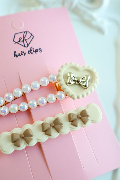 EFBUTİK Πόρπη με κλιπ 2 τεμαχίων Cream Cool Star Bow