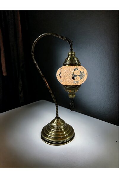 Genel Markalar Masaüstü Otantik Deveboynu Mozaik Lamba - Beyaz