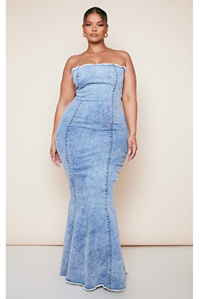 Şans Blugi fără bretele din lycra de mărime mare - rochie până la podea lavabilă 65N38796