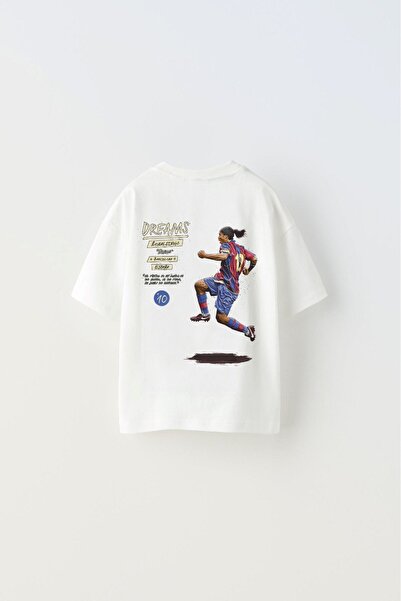 GIA - ART Tricou alb pentru copii cu imprimeu cu design de fotbal Always Ten ...
