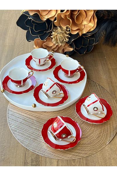 Mikasa Moor Red Bahia 6 Person 12 Piece Turkish Coffee Cup