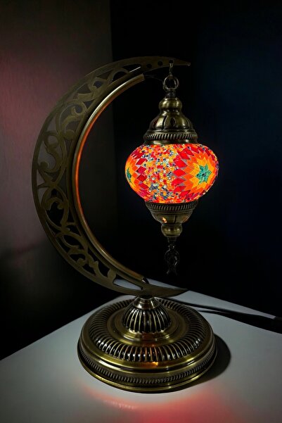 YILDIZ Masaüstü Otantik Hilal Mozaik Lamba - Alev