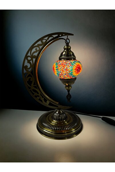 YILDIZ Masaüstü Otantik Hilal Mozaik Lamba - Gökkuşağı