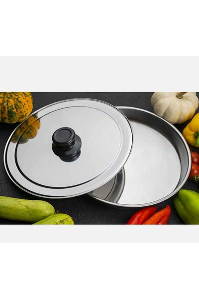 ÇEÇEN HOME (32 cm) Fish Pan -Tray Lid Stainless Steel,Metal Glossy Pan Lid
