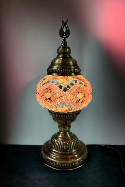 YILDIZ Masaüstü Dekoratif El Yapımı Mozaik Lamba - Pembe Mor