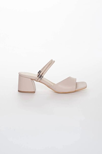 Satenora Sandale Caprit Bej cu toc gros