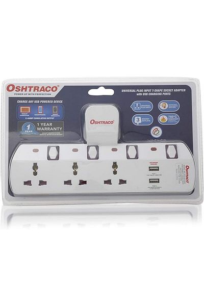 Oshtraco Universal Plug Input T-Shape Socket Adapter