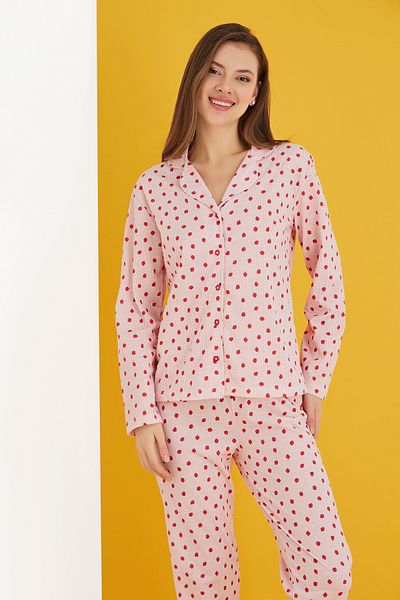STRAWBERRY Σετ πιτζάμες με βαμβακερά κουμπιά