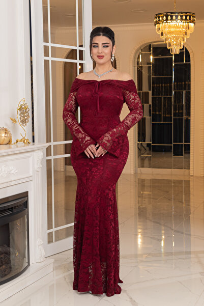 Matik Abiyem Likralı Güpür Dantel Tasarım Straplez Balık Elbise Abiye