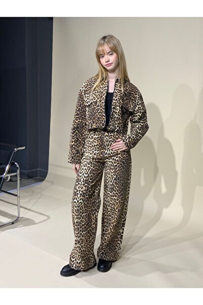 Puledro طقم بنطلون وسترة ليوبارد للفتيات