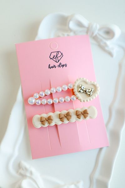 EFBUTİK Πόρπη με κλιπ 2 τεμαχίων Cream Cool Star Bow