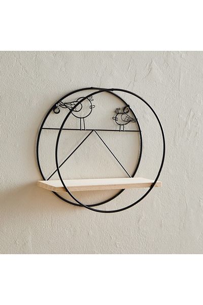 Home Box Wadee Metal and Wooden Wall Hanging Shelf 22x9x22.5 cm