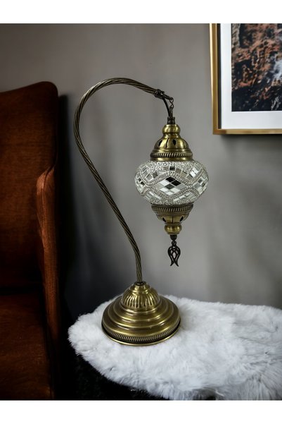 YILDIZ Desktop Authentic Gooseneck Mosaic Lamp - White