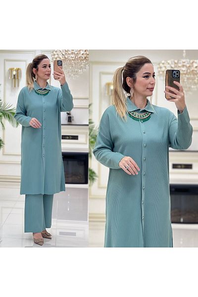 NİSUM MODA ΣΕΤ ΠΛΕΚΤΟ ΜΑΚΡΥ ΠΟΥΚΑΜΙΣΟ
