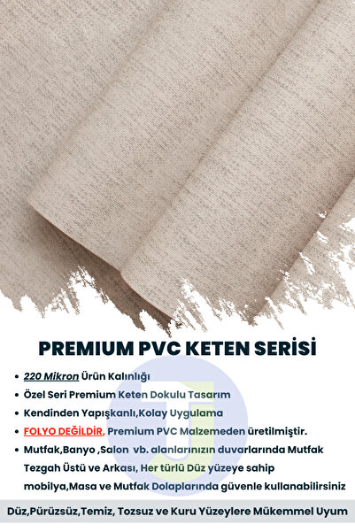 Technojet Kendinden Yapışkanlı Dokulu Keten Görünümlü Mutfak Salon Duvar Dolap Masa Kaplama 60X100cm