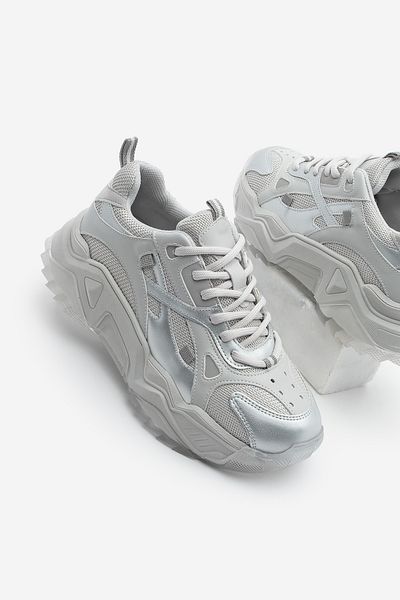 Marjin Pizen Silver Damen-Sneaker – Sportschuhe mit dicker Sohle und Schnürung