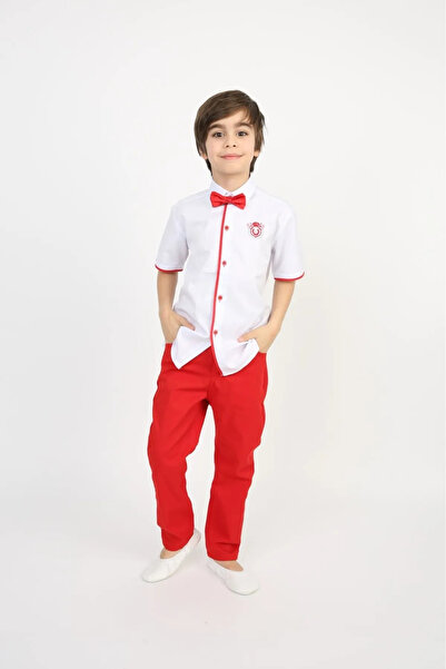 NOBLE STORE Αγόρια κοντομάνικο πουκάμισο παντελόνι ζαρτιέρες παπιγιόν γραβάτα...