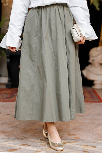 LOCCO Green Women's Skirt with Elastic Waist