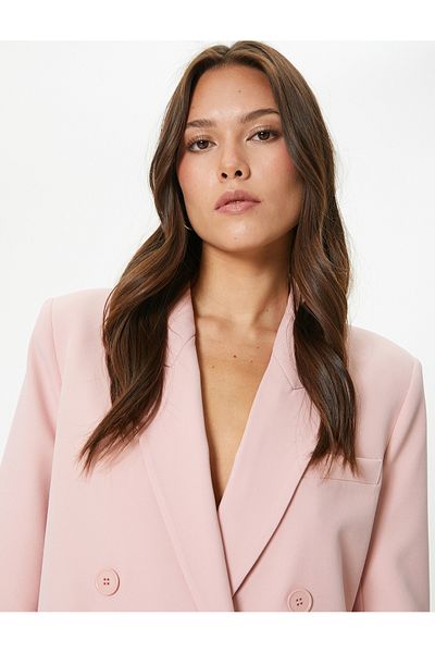 Koton Oversize Blazer Jacket Διπλό Κουμπί με Τσέπη Fleto