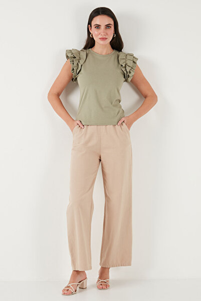 Lela Βαμβακερά μανίκια Frilly Slim Fit Crew Neck T SHIRT5864500