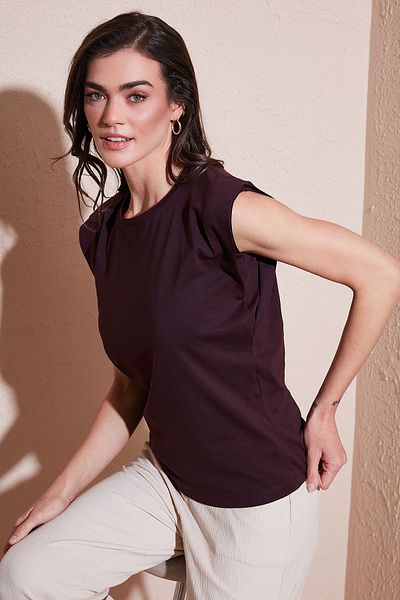 Lela Tricou fără mâneci din bumbac cu decolteu triplu 5864019